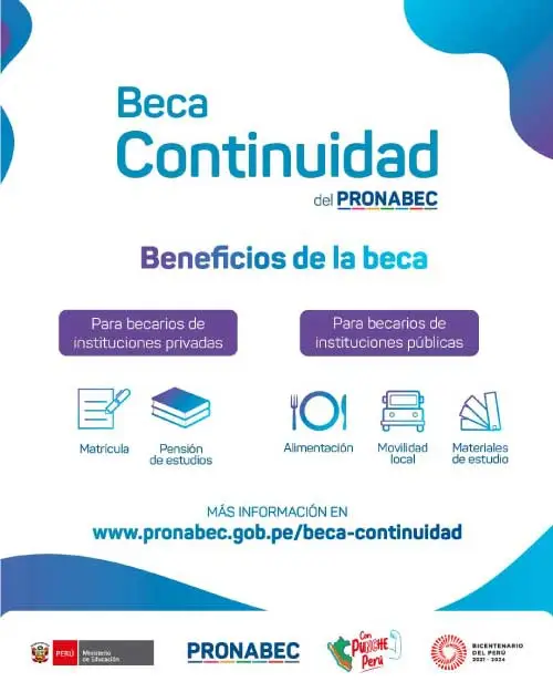 Beneficios de la beca Continuidad del Pronabec 2023