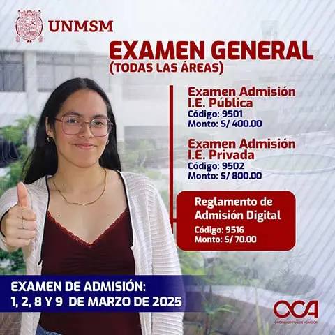 fechas del examen de admisión UNMSM 2025